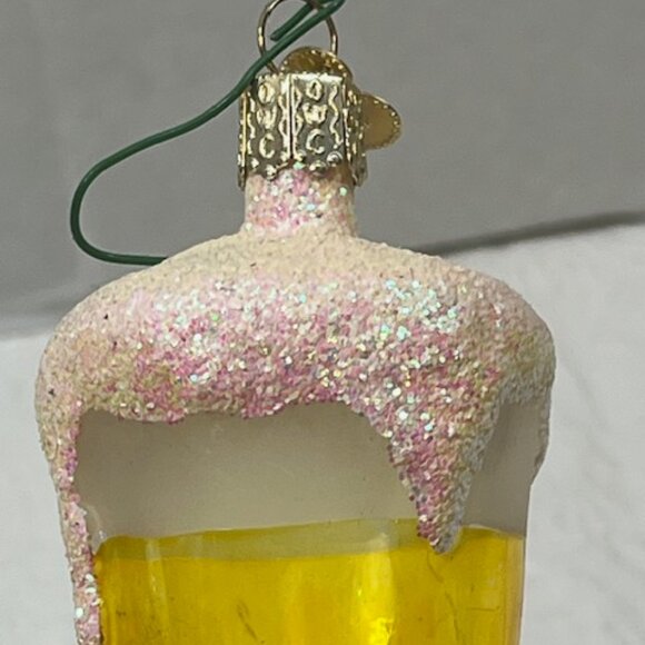 Old World Christmas Glass Blown Beer Hanging Holiday Glitter Ornament1.5"x4.25" - Picture 7 of 12